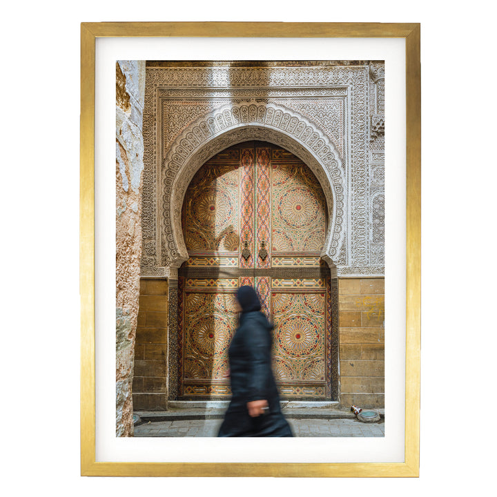 At the Medina, Fes, Morocco – fine art print in a gold frame with white mat