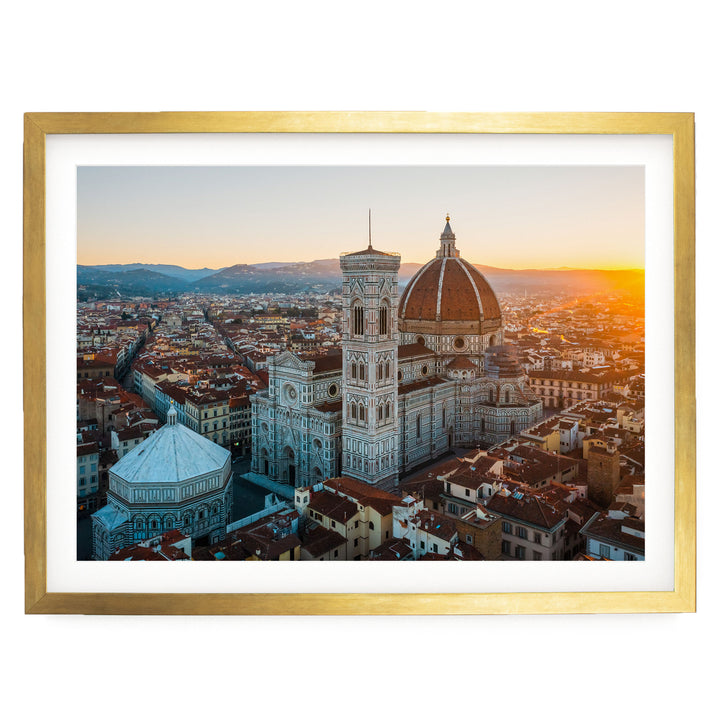 Florence Cathedral I, Tuscany, Italy – fine art print in a gold frame with white mat