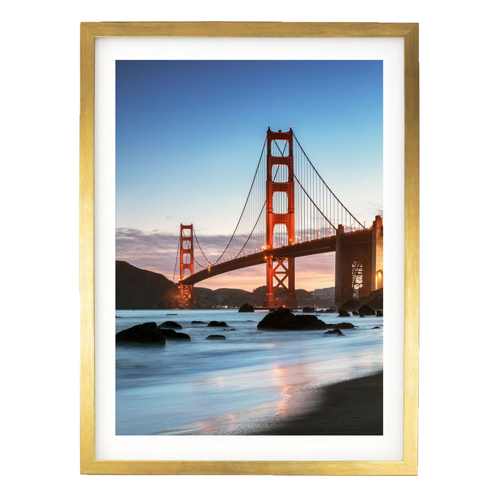 Iconic Golden Gate II, San Francisco, California – fine art print in a gold frame with white mat