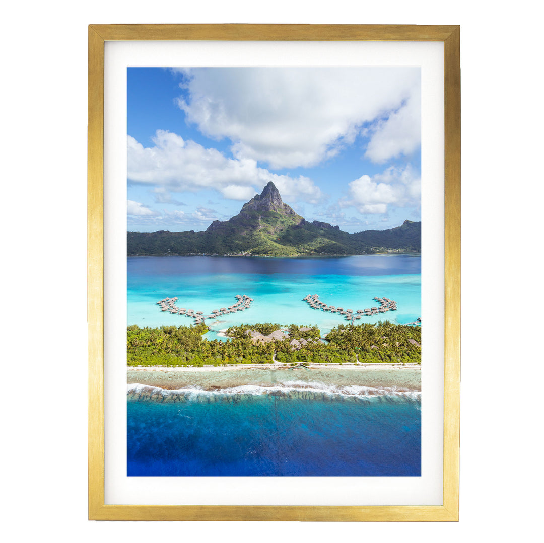 Bora Bora Island, French Polynesia – fine art print in a gold frame with white mat