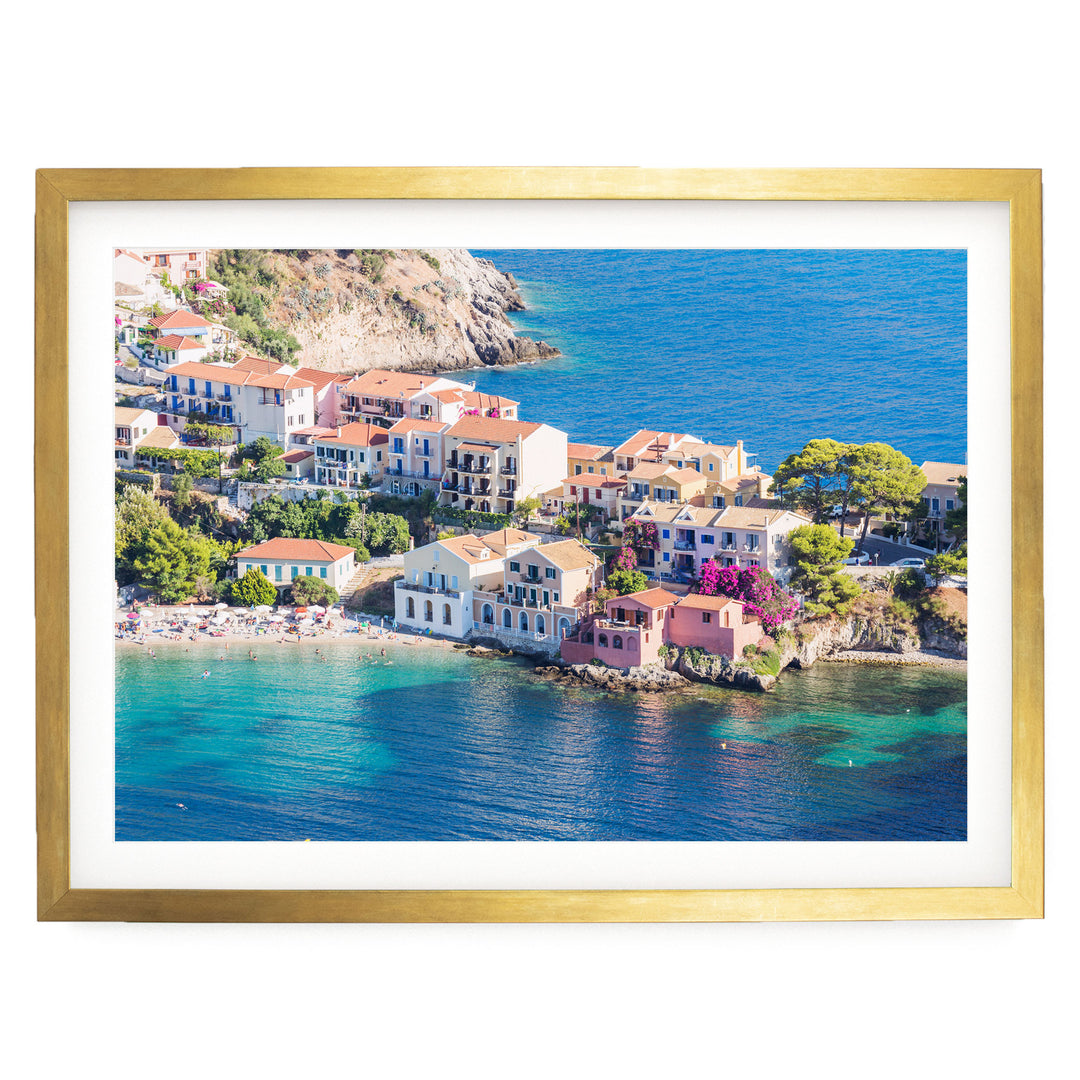 Assos, Kefalonia, Greece – fine art print in a gold frame with white mat