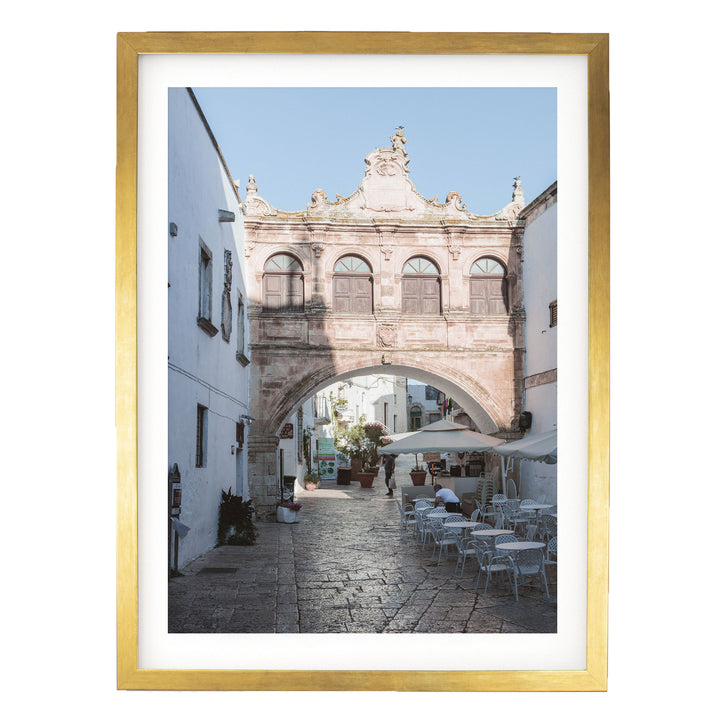 Ostuni, Puglia III, Italy – fine art print in a gold frame with white mat