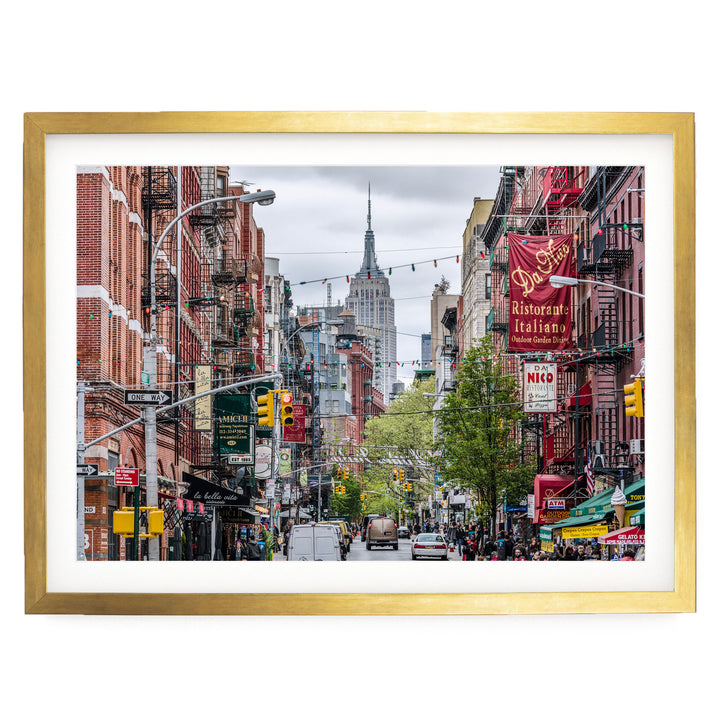 Little Italy, New York City – fine art print in a gold frame with white mat