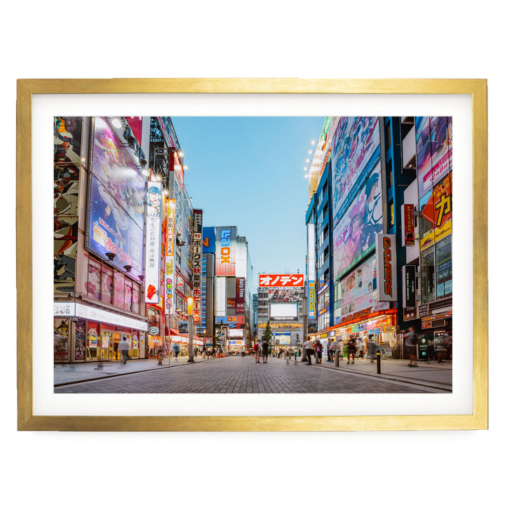 Akihabara Electric Town, Tokyo, Japan – fine art print in a gold frame with white mat