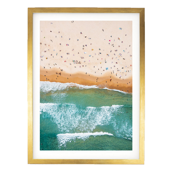 Bondi Beach Aerial I, Sydney, Australia – fine art print in a gold frame with white mat