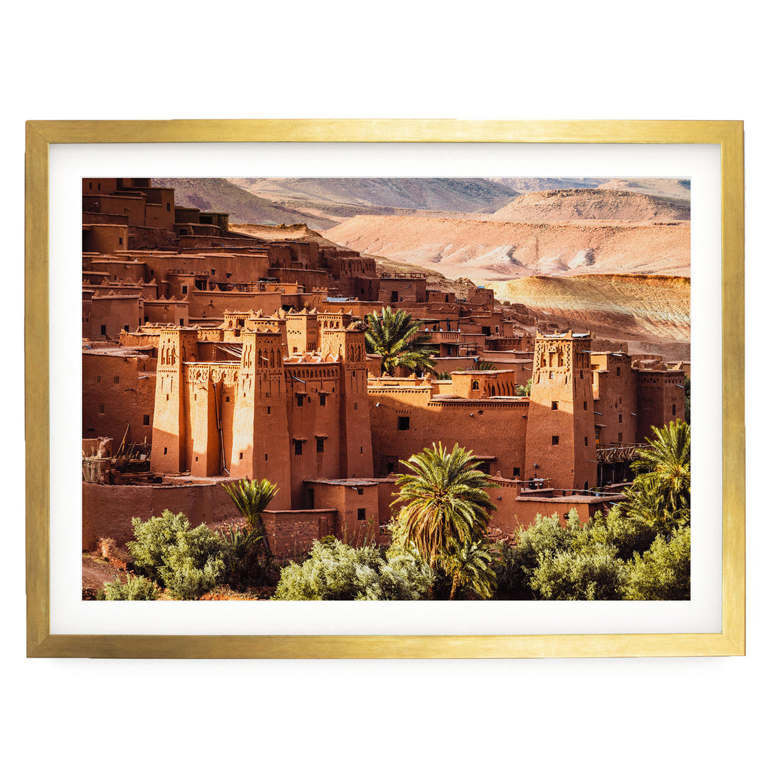 Ait Benhaddou, Morocco – fine art print in a gold frame with white mat