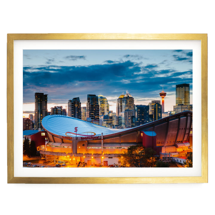 Calgary Skyline, Alberta, Canada – fine art print in a gold frame with white mat