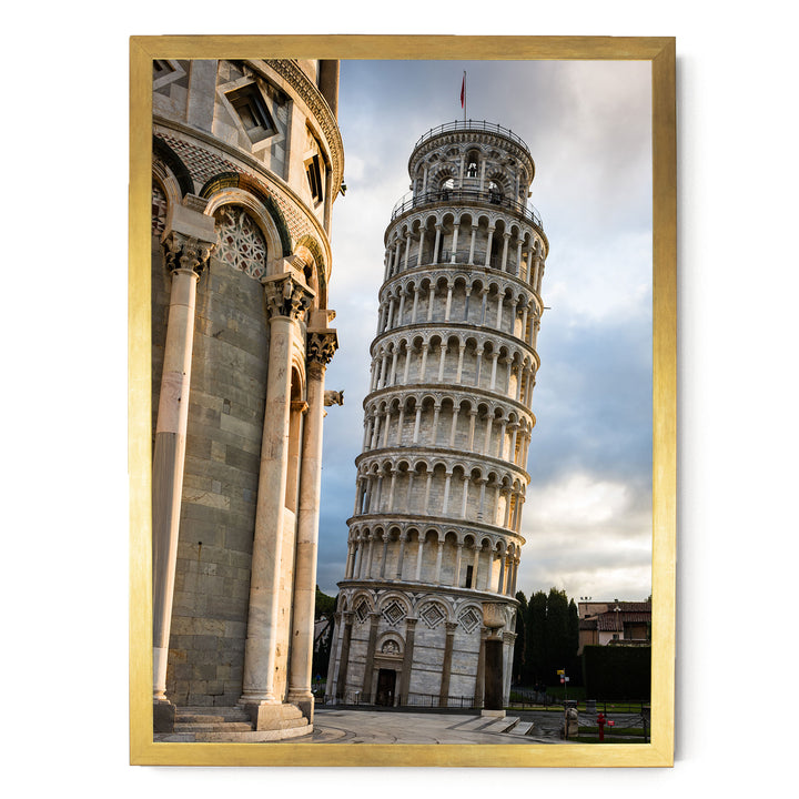 Leaning Tower of Pisa print in a gold frame, no mat
