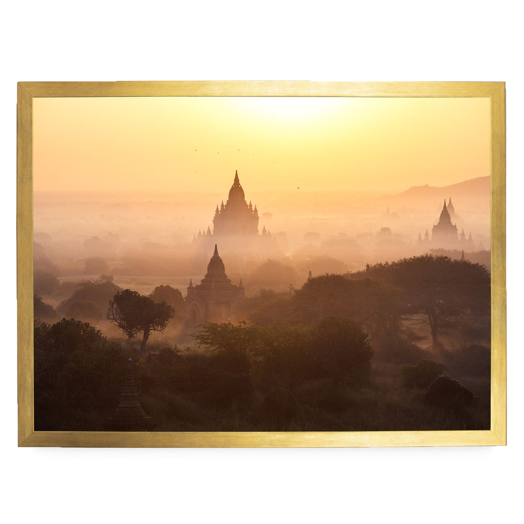Bagan Pagodas I, Myanmar – fine art print in a gold frame, no mat