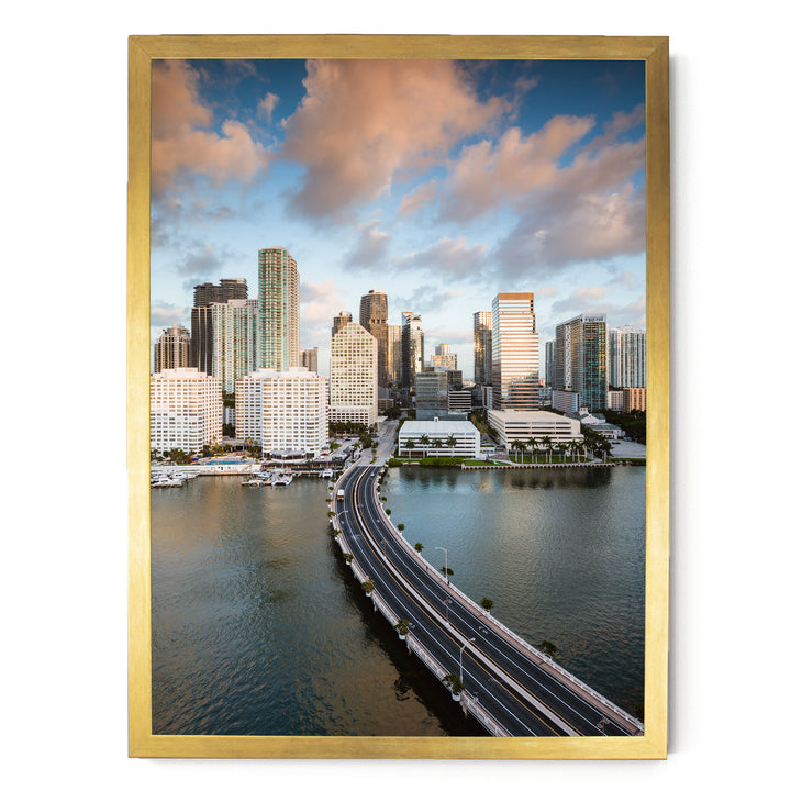 Miami Skyline II, Florida, USA – fine art print in a gold frame, no mat