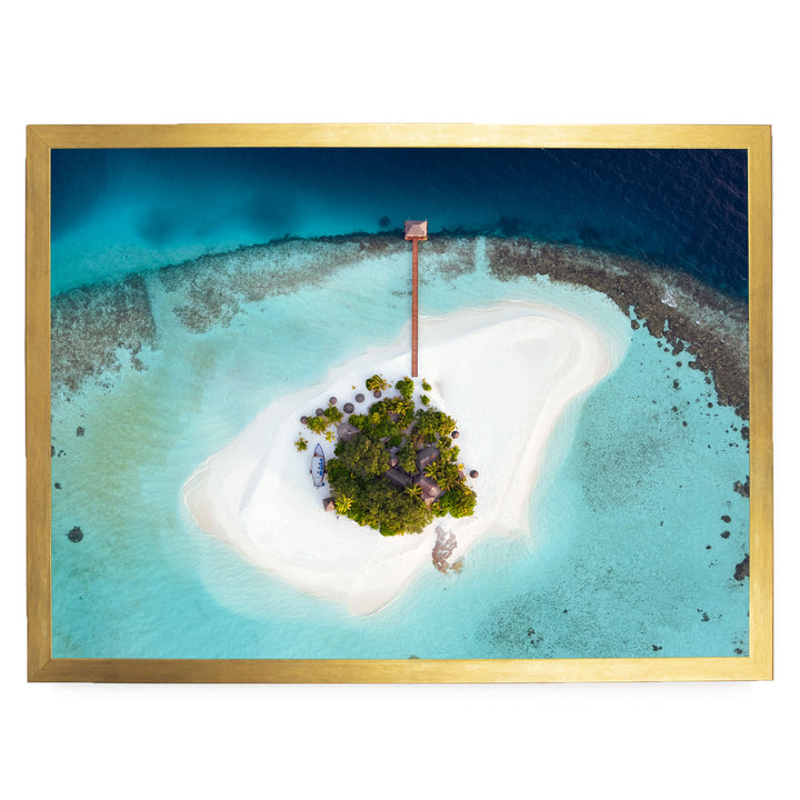 Desert Island, Maldives – fine art print in a gold frame, no mat