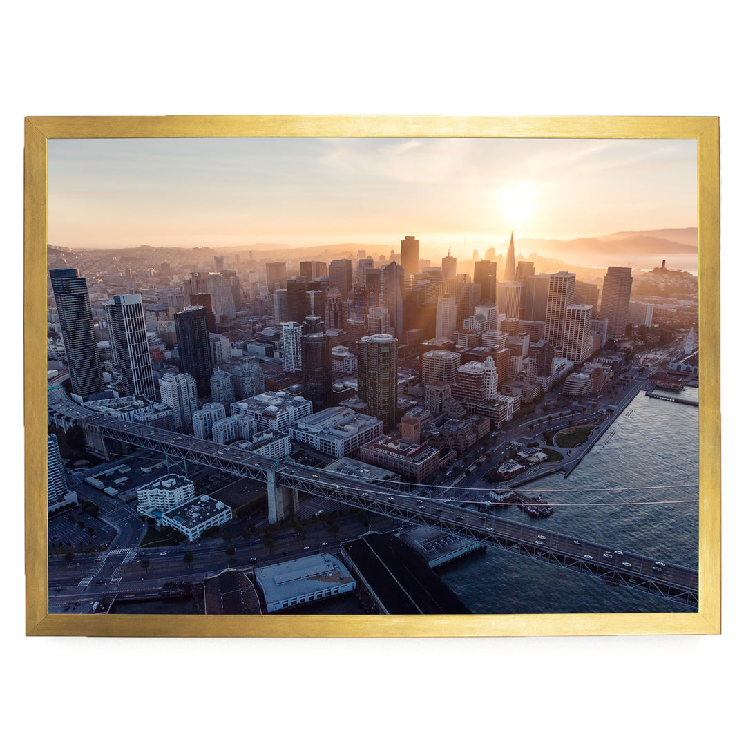 Last Light over San Francisco, California – fine art print in a gold frame, no mat