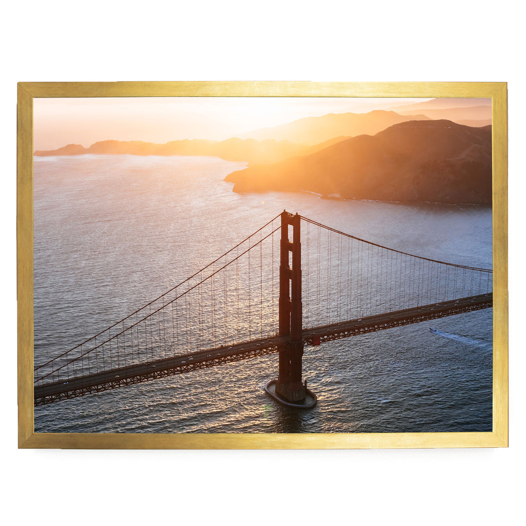 Sunset over the Bay, San Francisco, California – fine art print in a gold frame, no mat
