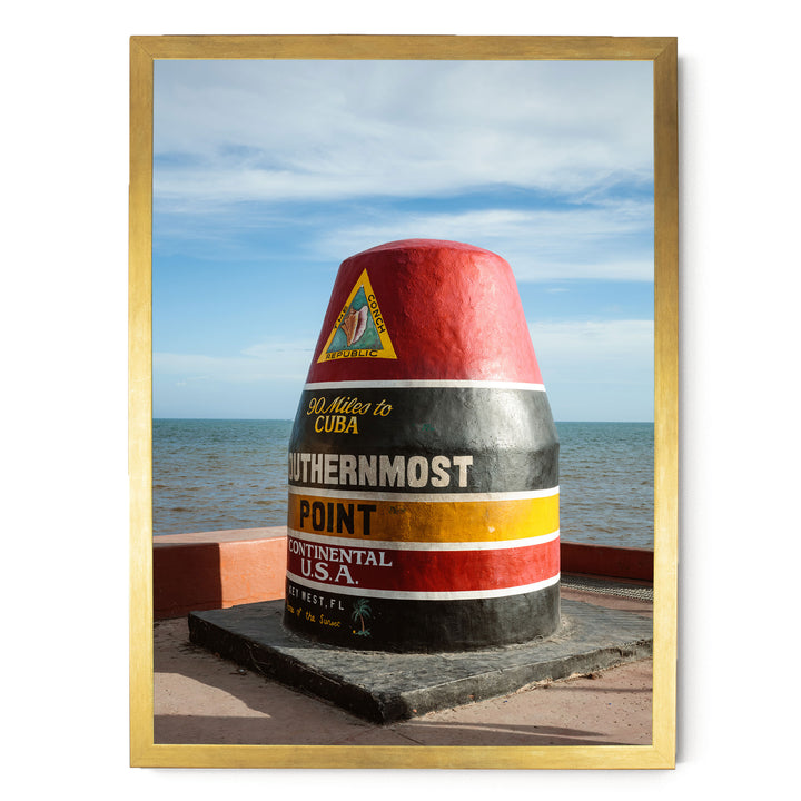 Southernmost Point, Key West, Florida, USA – fine art print in a gold frame, no mat