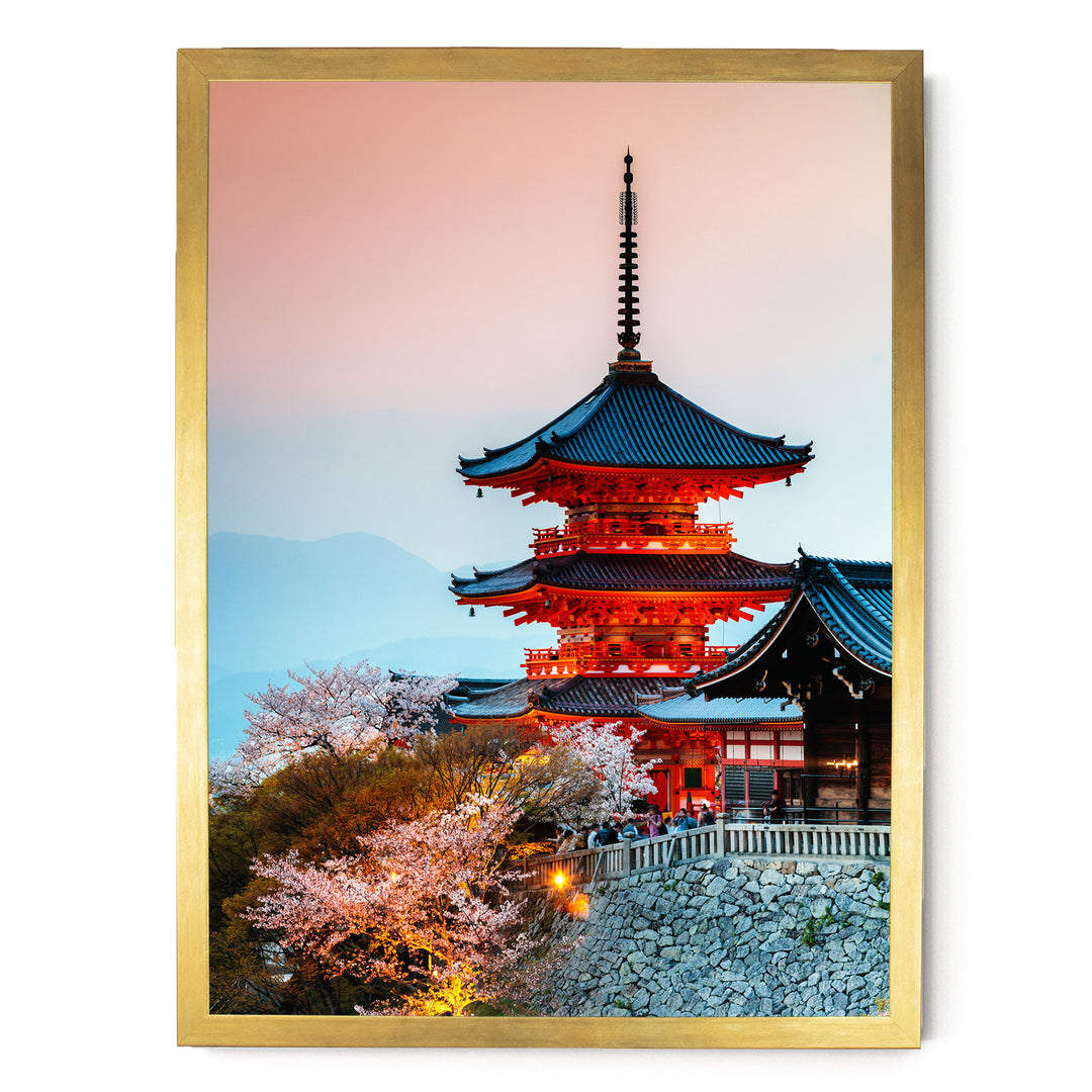 Kiyomizu-dera Temple, Kyoto, Japan – fine art print in a gold frame, no mat