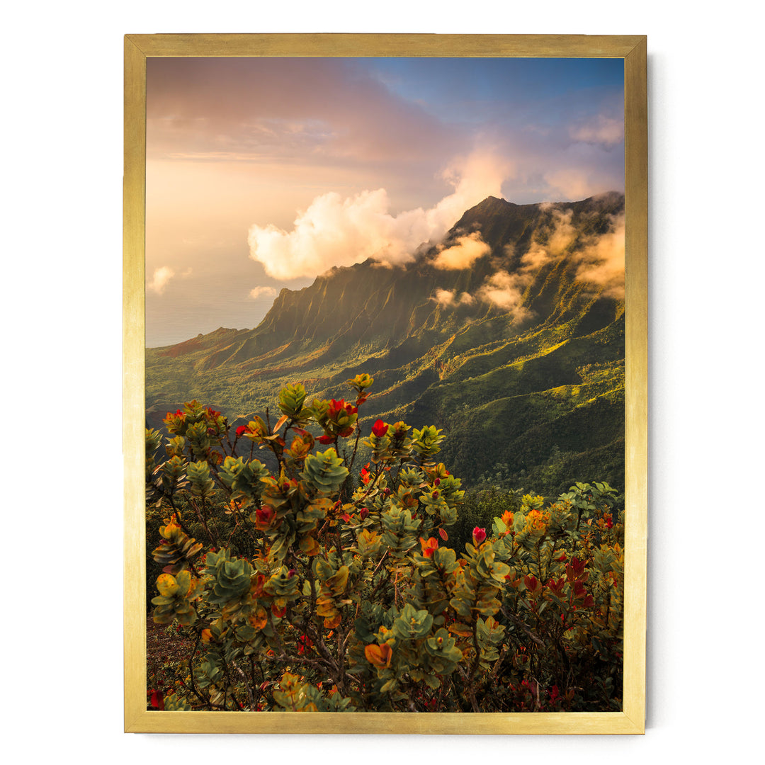 Hawaiian Dream II, Kalalau Valley, Kauai – fine art print in a gold frame, no mat