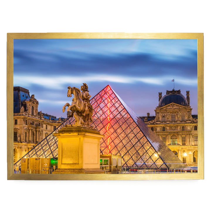 The Louvre at Night, Paris, France – fine art print in a gold frame, no mat
