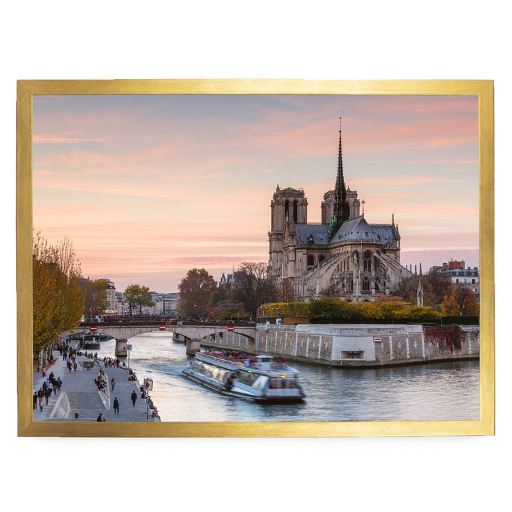 Notre-Dame at Sunset, Paris, France – fine art print in a gold frame, no mat
