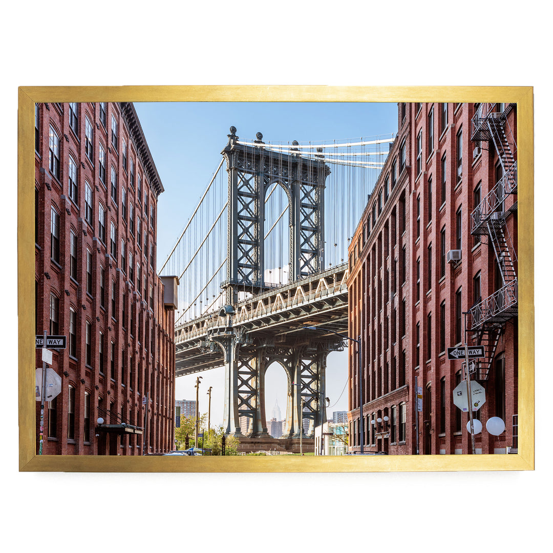 Manhattan Bridge, New York City – fine art print in a gold frame, no mat