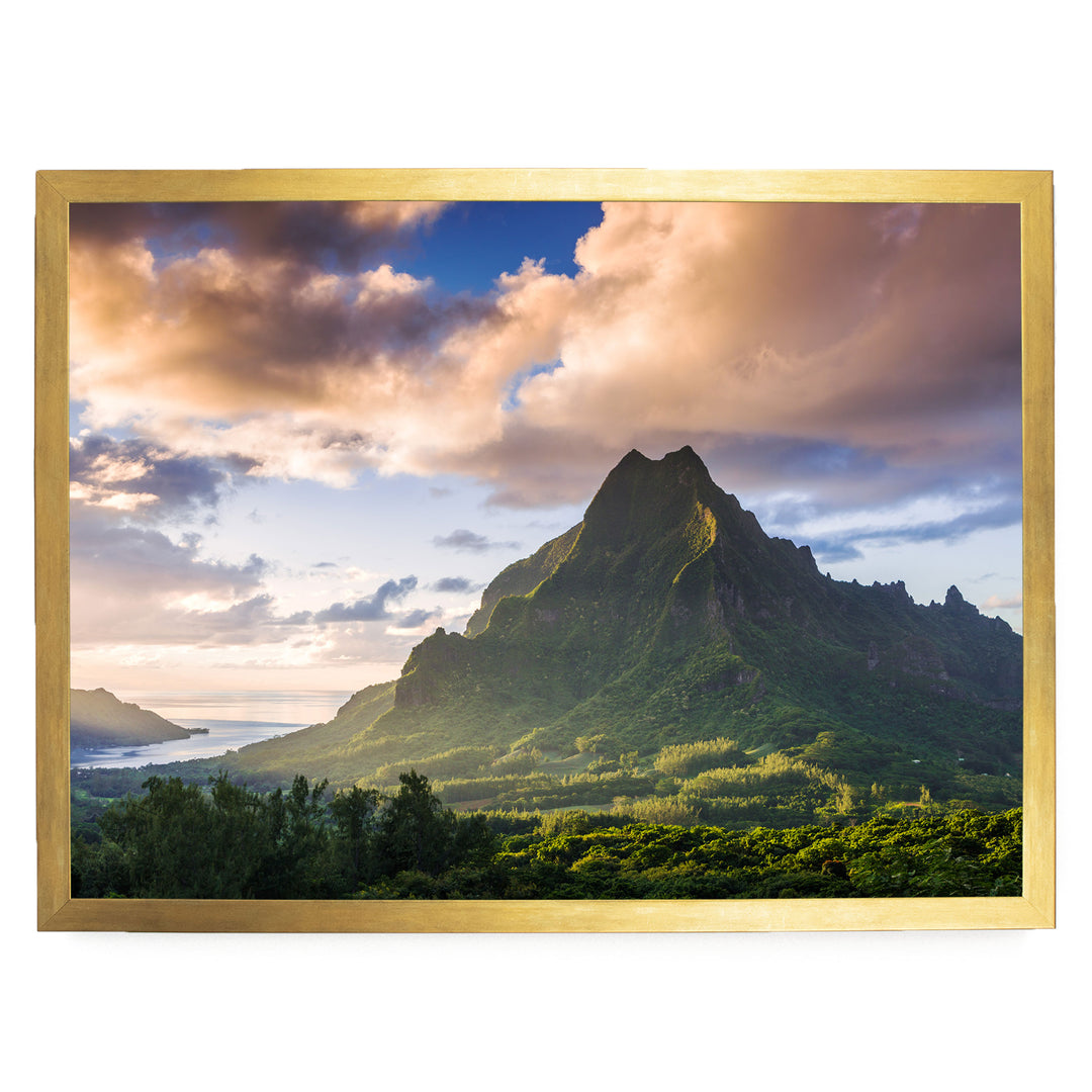 Moorea at Sunset, French Polynesia – fine art print in a gold frame, no mat