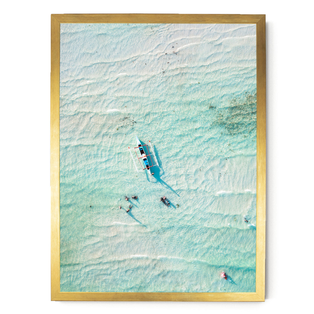 In the Turquoise Sea, Indian Ocean – fine art print in a gold frame, no mat