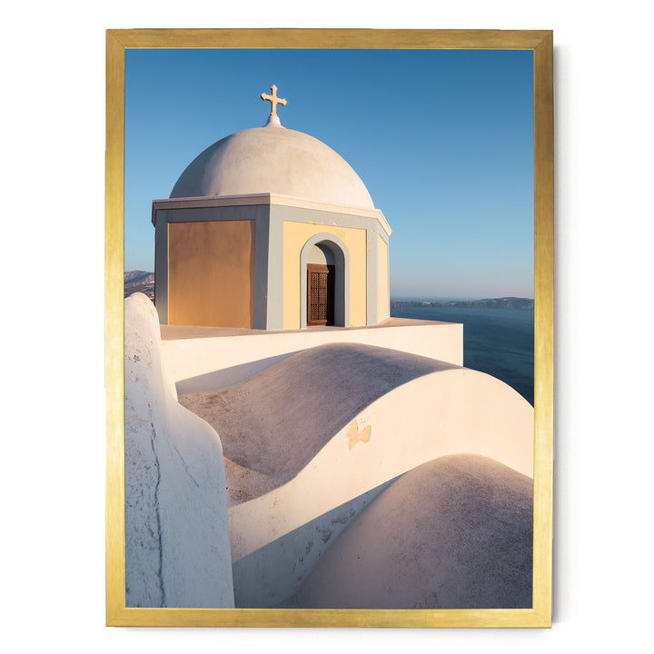 Greek Church, Santorini, Greece – fine art print in a gold frame, no mat