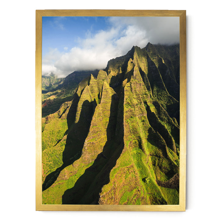 Kauai Cliffs IV, Na Pali Coast, Hawaii – fine art print in a gold frame, no mat