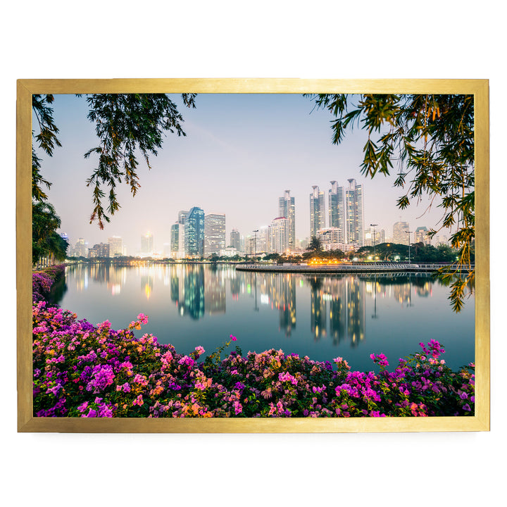 Bangkok at Night, Thailand – fine art print in a gold frame, no mat