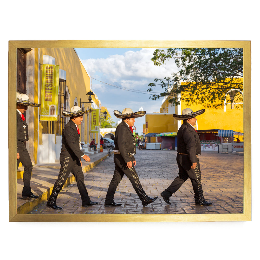 Mariachis, Beatles Style, Mexico – fine art print in a gold frame, no mat