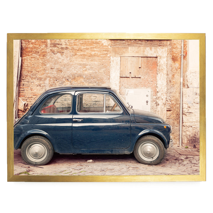 Vintage Fiat 500, Rome, Italy – fine art print in a gold frame, no mat