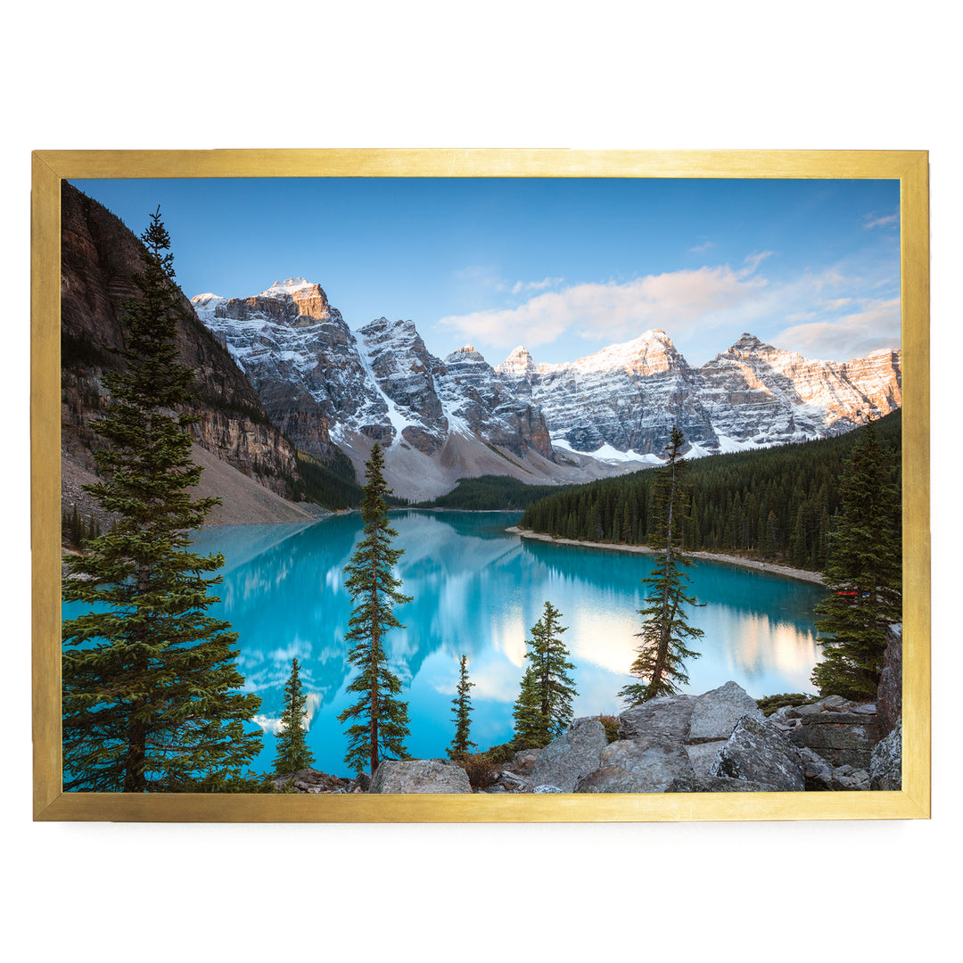 Moraine Lake I, Banff, Canada – fine art print in a gold frame, no mat