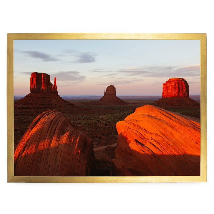 Monument Valley at Sunset, Arizona – fine art print in a gold frame, no mat