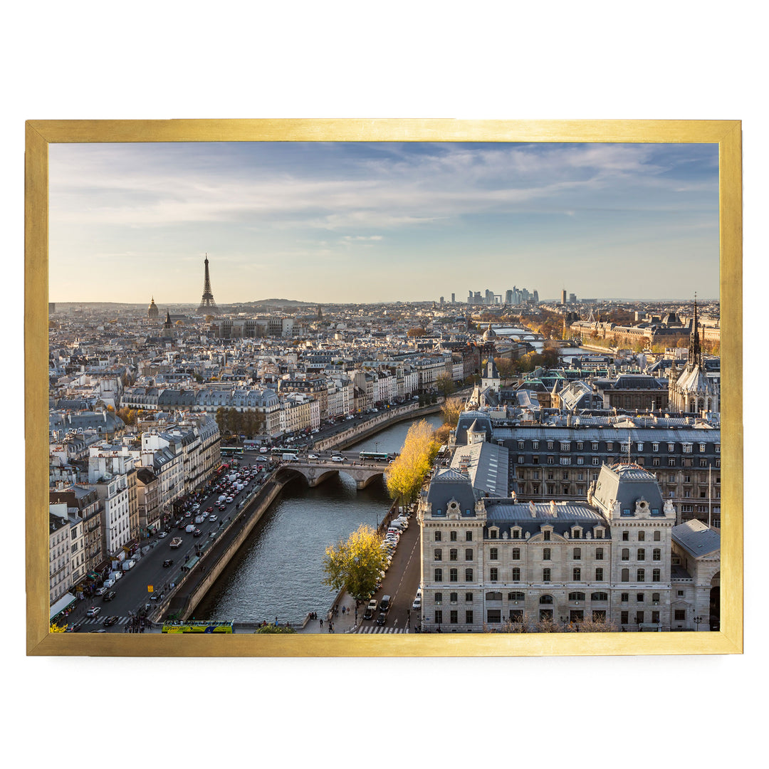 A View over Paris, France – fine art print in a gold frame, no mat