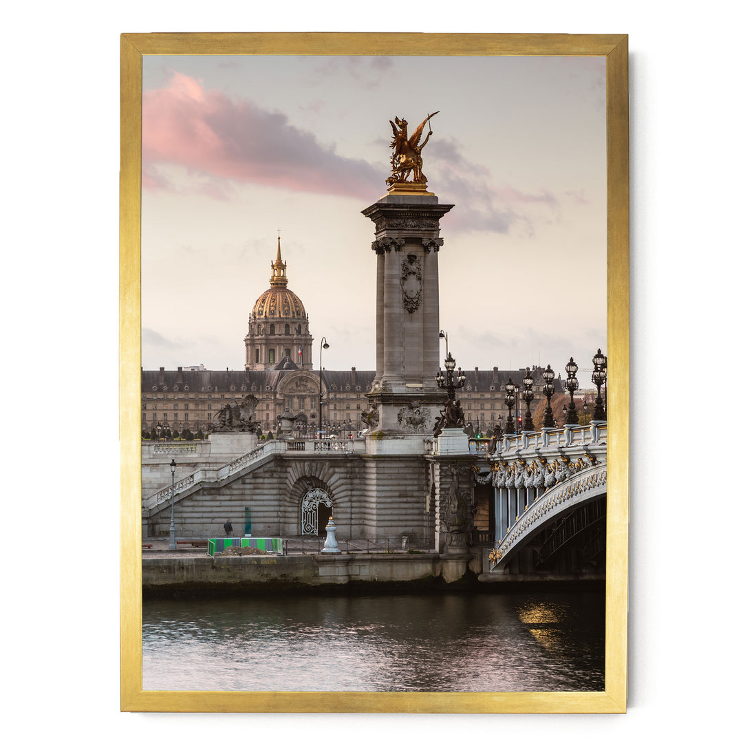 Sunrise on the River, Paris, France – fine art print in a gold frame, no mat