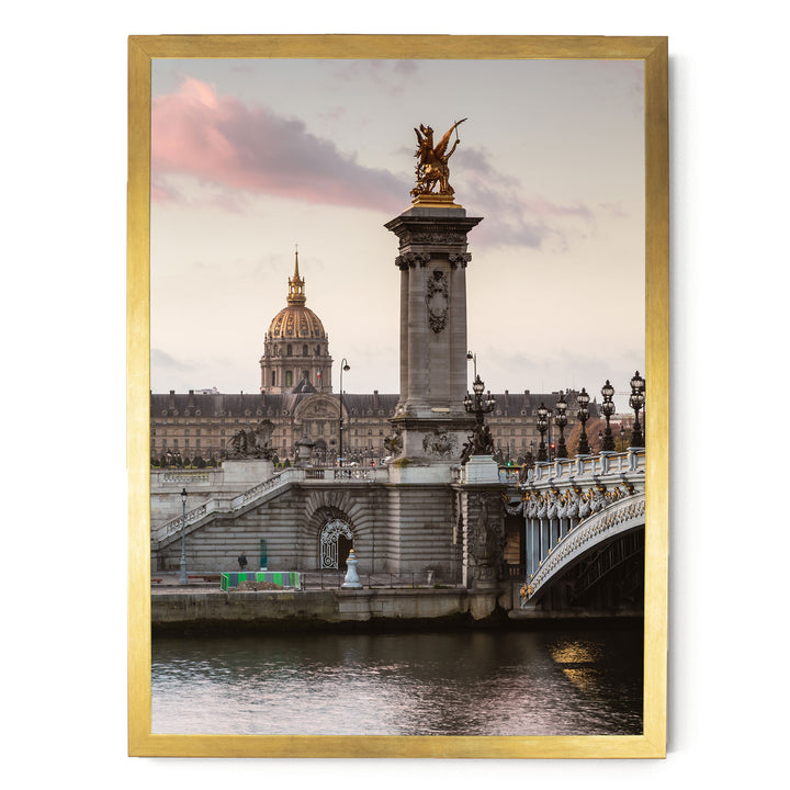 Sunrise on the River, Paris, France – fine art print in a gold frame, no mat