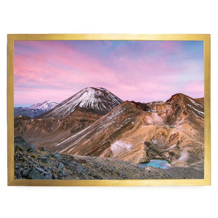 Tongariro Crossing, New Zealand – fine art print in a gold frame, no mat