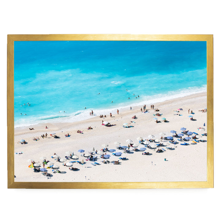 Beach Aerial, Greece I – fine art print in a gold frame, no mat