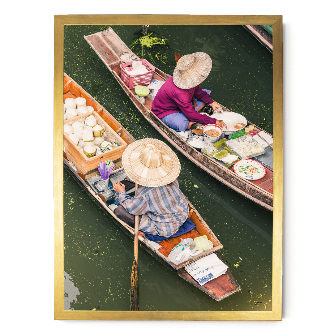 At the Floating Market, Bangkok I, Thailand – fine art print in a gold frame, no mat