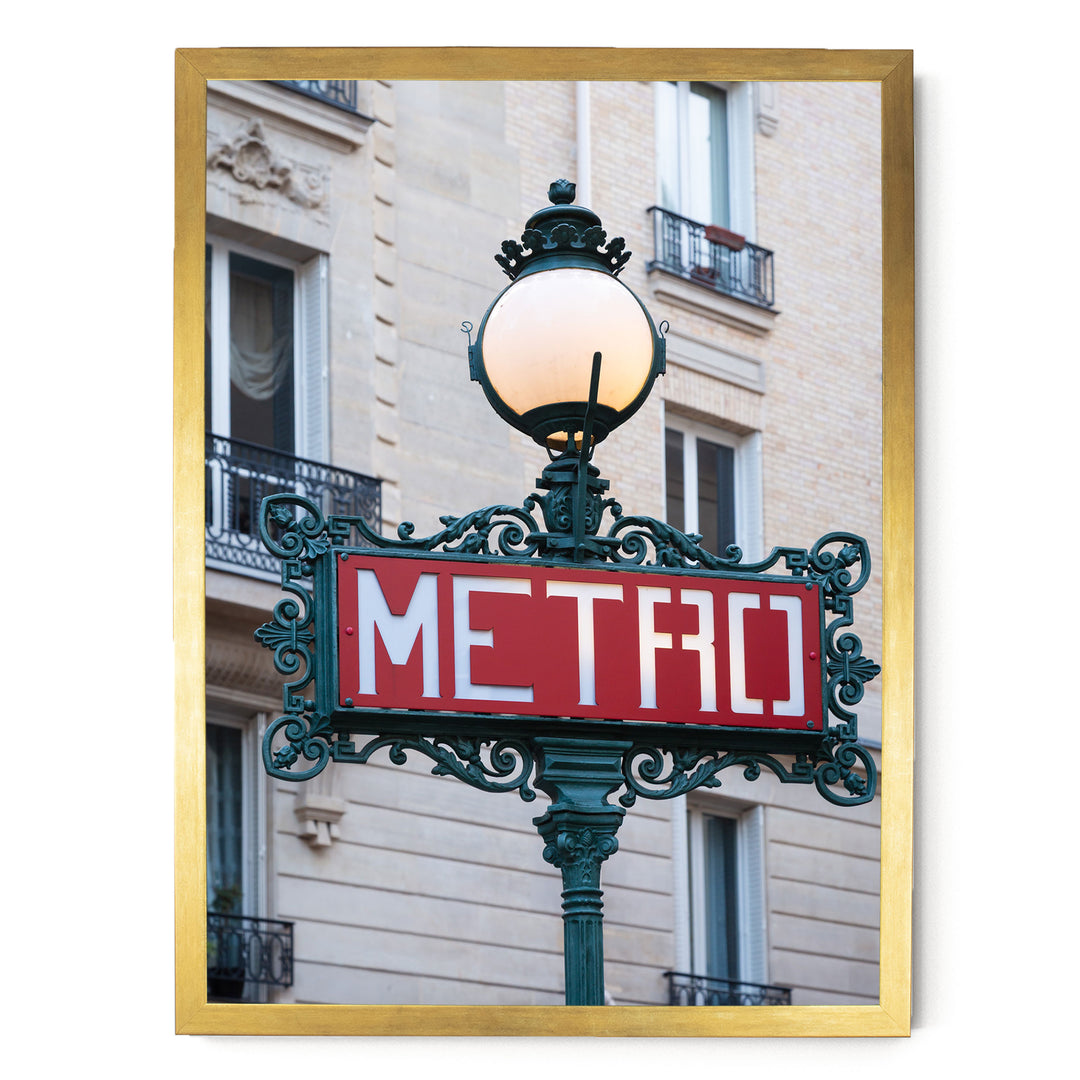 Metro Sign, Paris I, France – fine art print in a gold frame, no mat