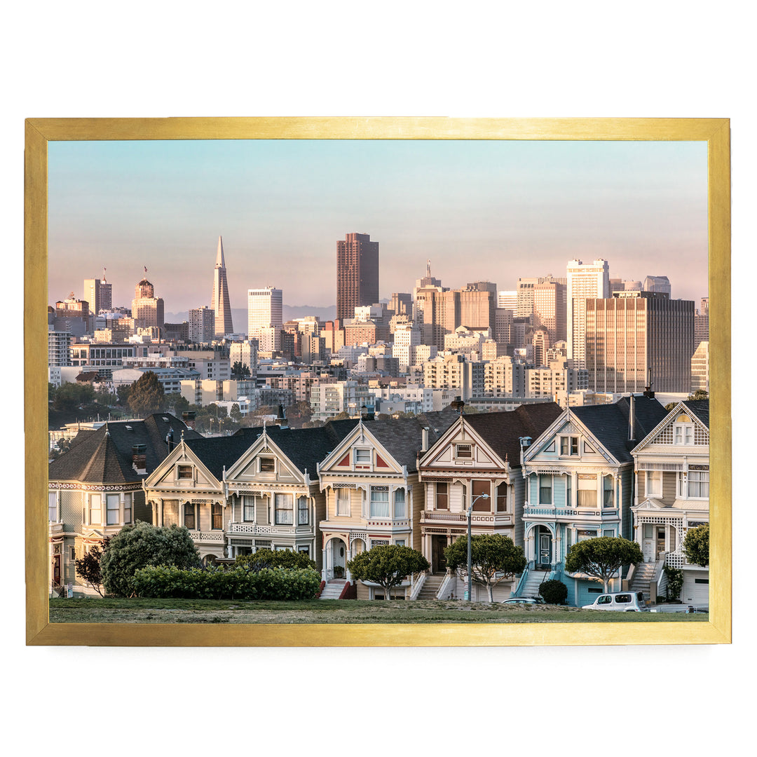 The Painted Ladies, San Francisco, California – fine art print in a gold frame, no mat