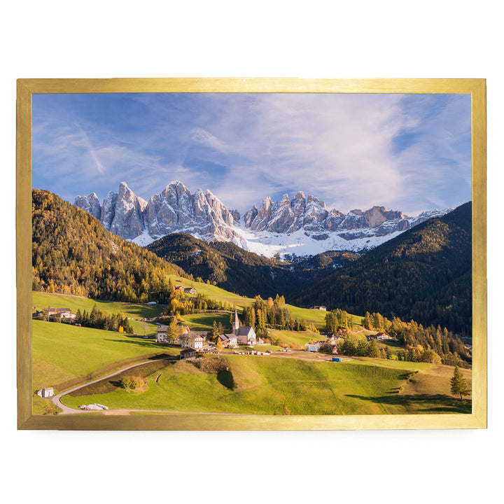 Funes Valley, Dolomites, Italy – fine art print in a gold frame, no mat