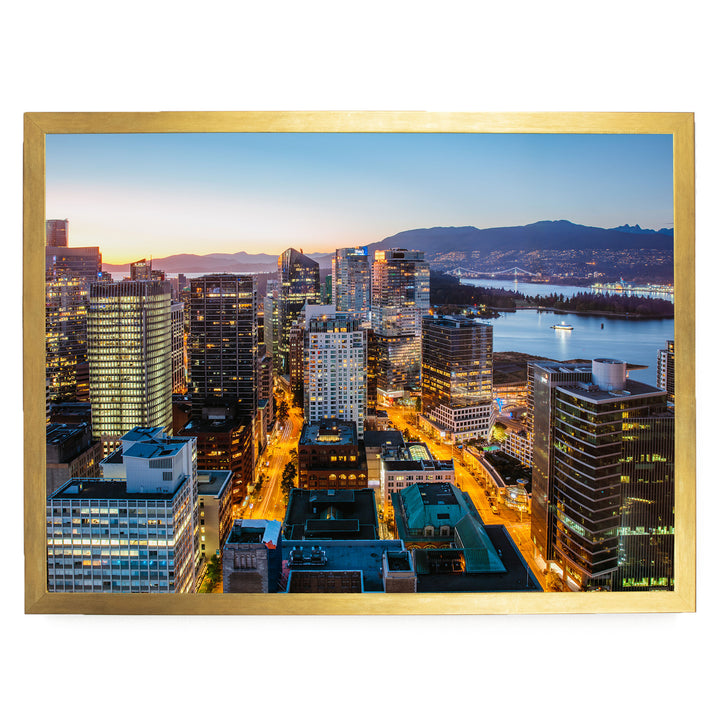 Vancouver Skyline, British Columbia, Canada – fine art print in a gold frame, no mat