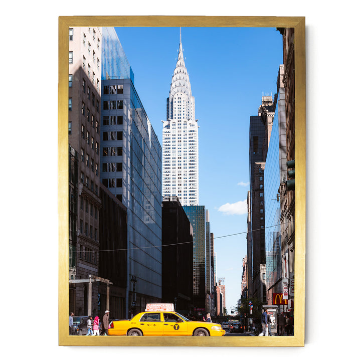 Yellow Cab, New York City – fine art print in a gold frame, no mat