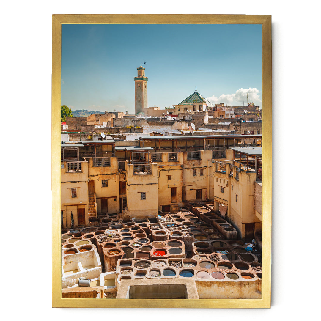 The Tannery, Fes, Morocco – fine art print in a gold frame, no mat