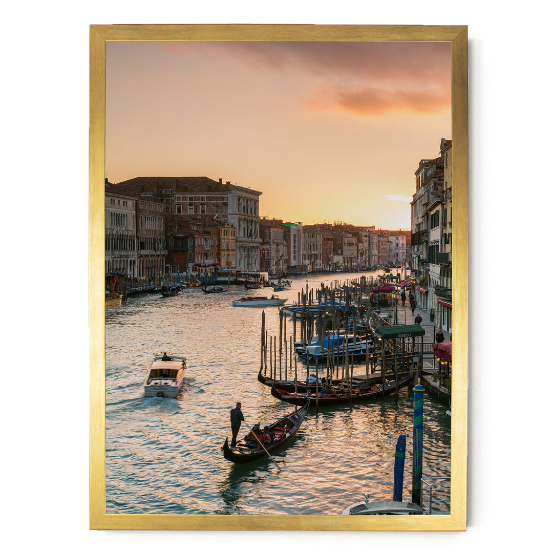 Grand Canal at Sunset, Venice, Italy – fine art print in a gold frame, no mat