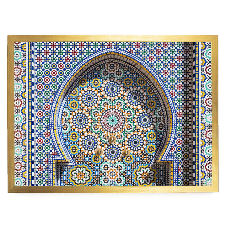 Mosaic Fountain II, Meknes, Morocco – fine art print in a gold frame, no mat