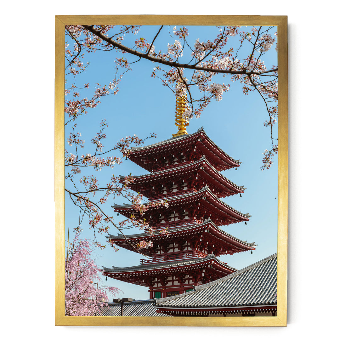 Asakusa Pagoda, Tokyo, Japan – fine art print in a gold frame, no mat