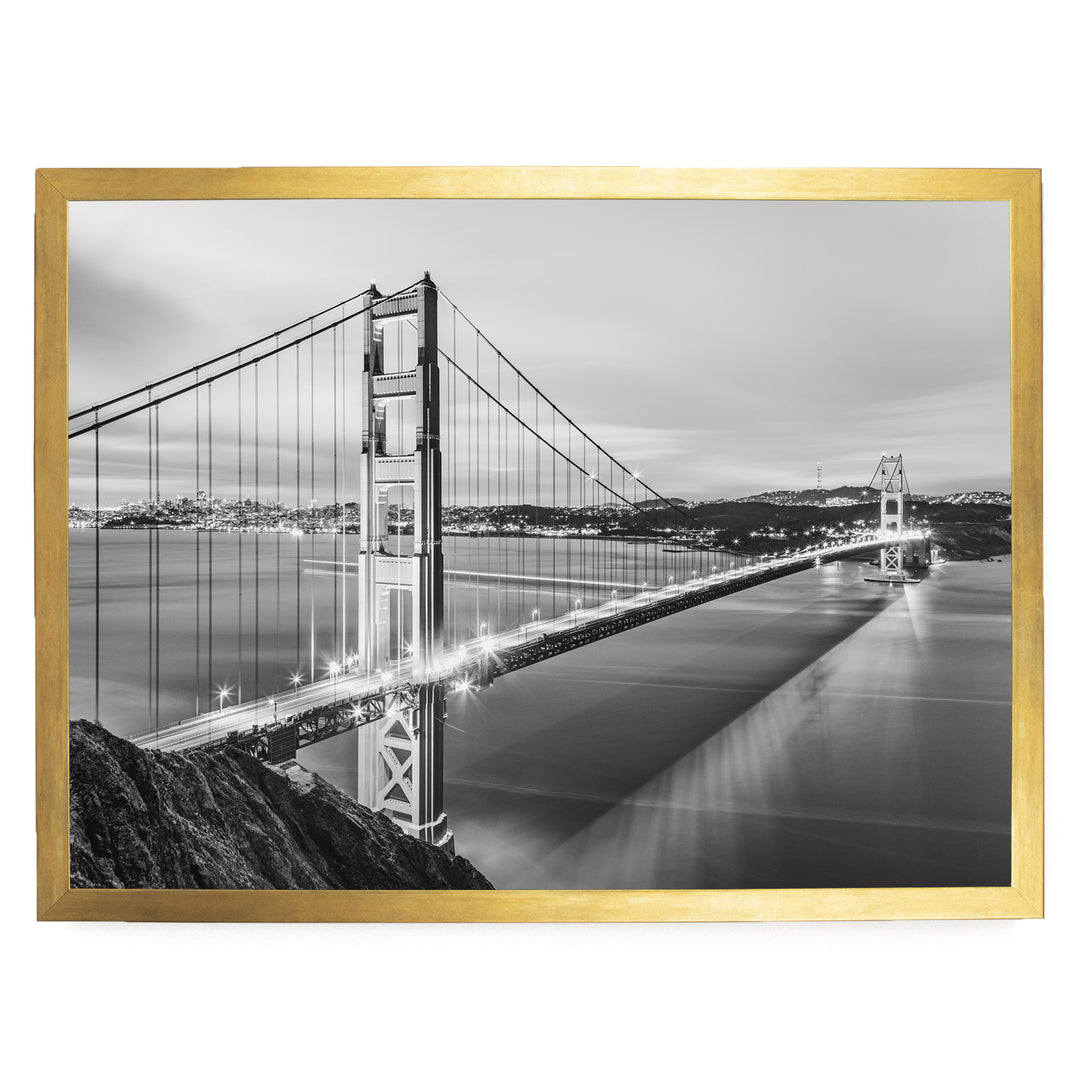 Dawn at the Golden Gate I, San Francisco, California – fine art print in a gold frame, no mat