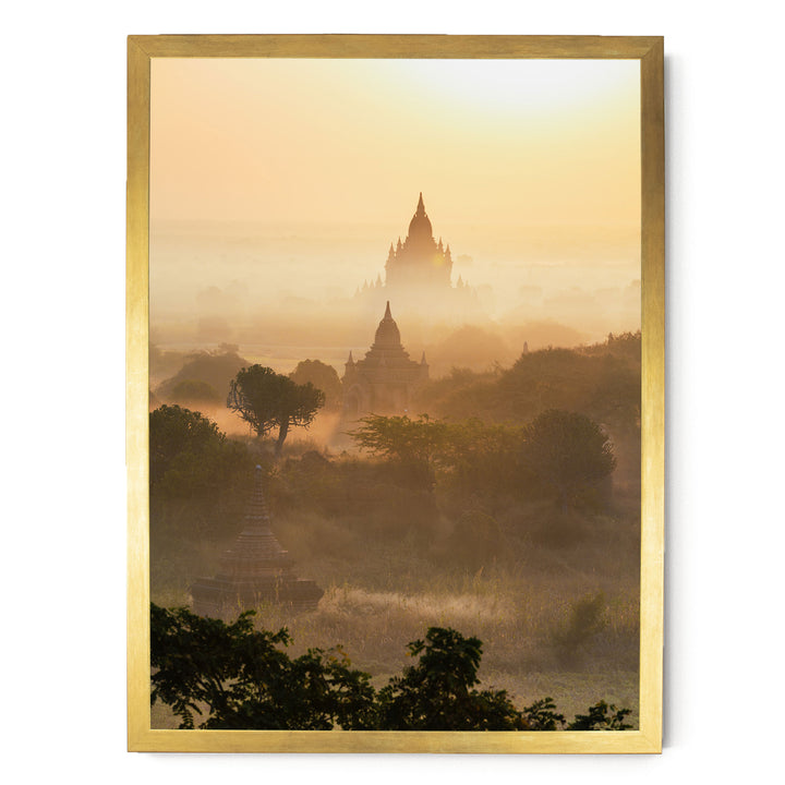 Bagan Pagodas II, Myanmar – fine art print in a gold frame, no mat