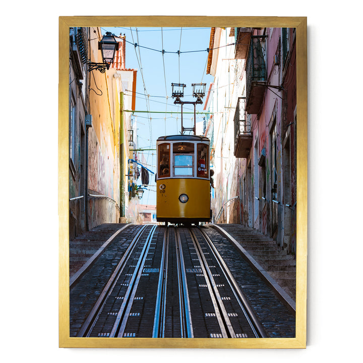 Lisbon Tram II, Portugal – fine art print in a gold frame, no mat